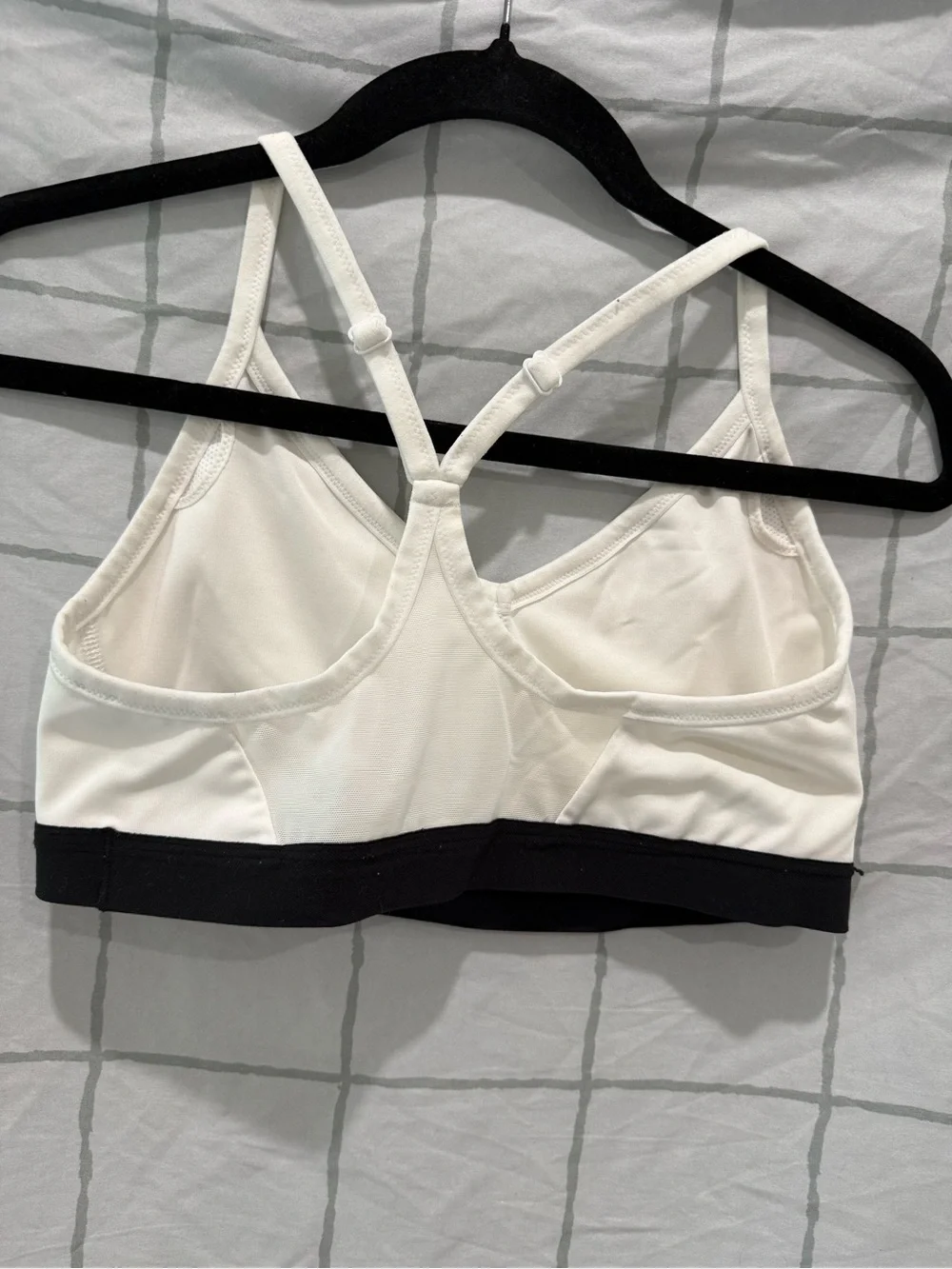 Nike White Sports Bra with Black Band and Crossback Straps